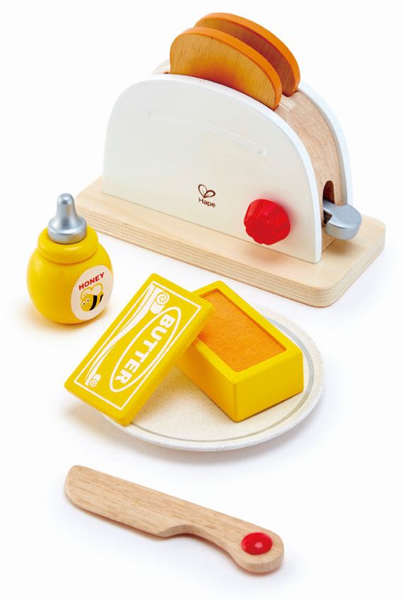 Toaster Spielküche Haushaltsgerät Kinder Spielzeug Holz massiv 10 Teile XL Set 
