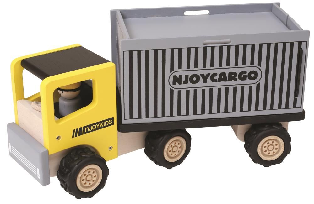 LKW mit 2 Containern Lastwagen mit Ladefläche Holz Holzspielzeug Transporter 