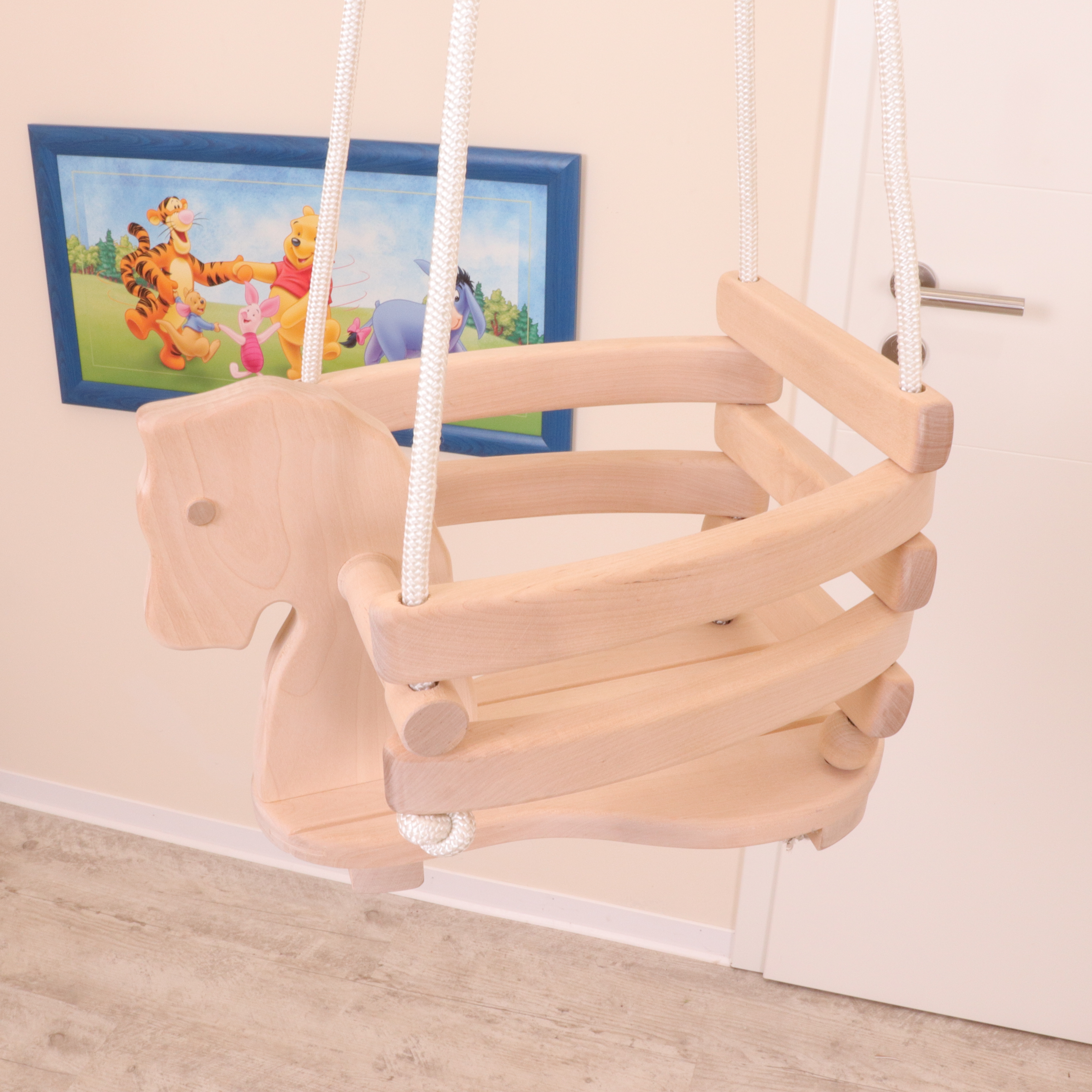 Schaukel Babyschaukel de luxe natur Gitterschaukel Holz Kleinkinder Spielzeug 
