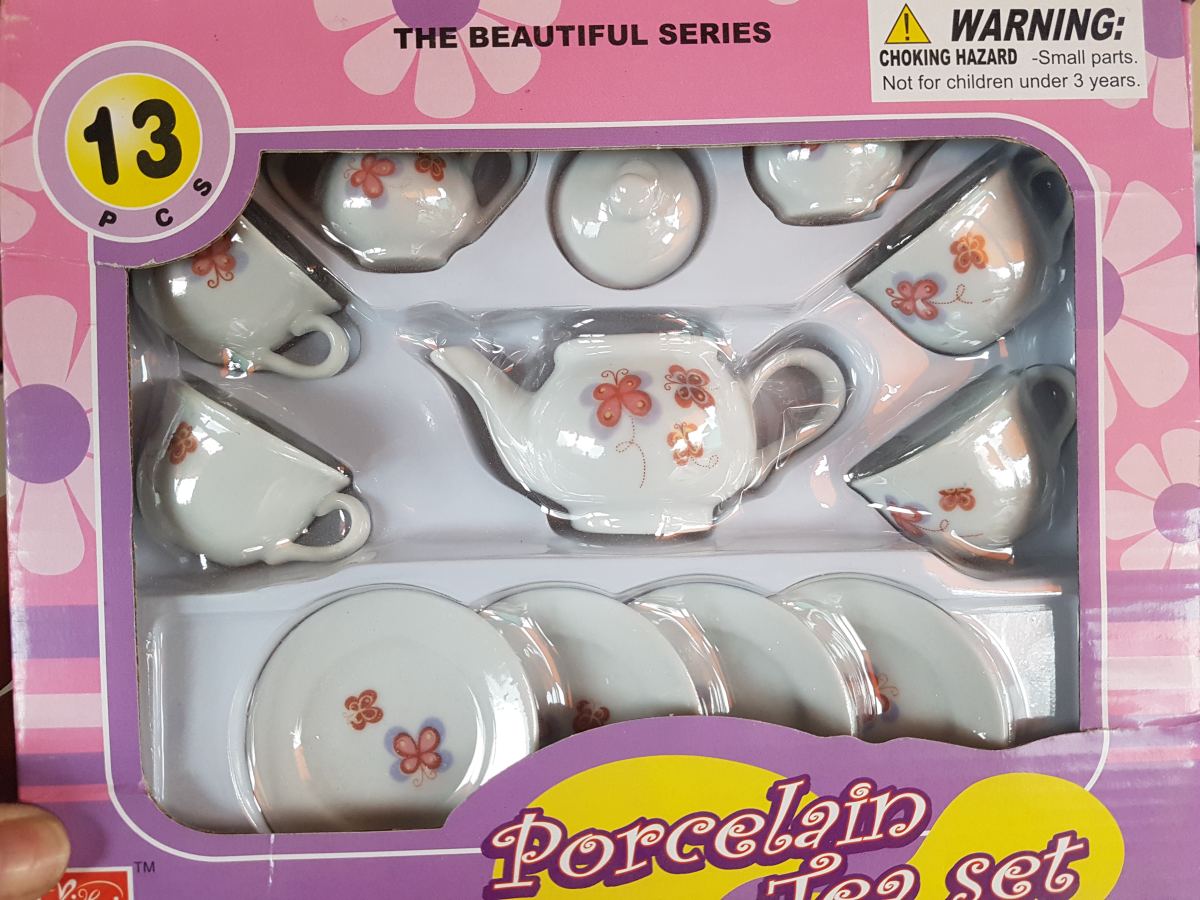 24tlg Kinder Teeservice Set Kuchen Koffer Metall Geschirr Spielzeug Kinderküche 