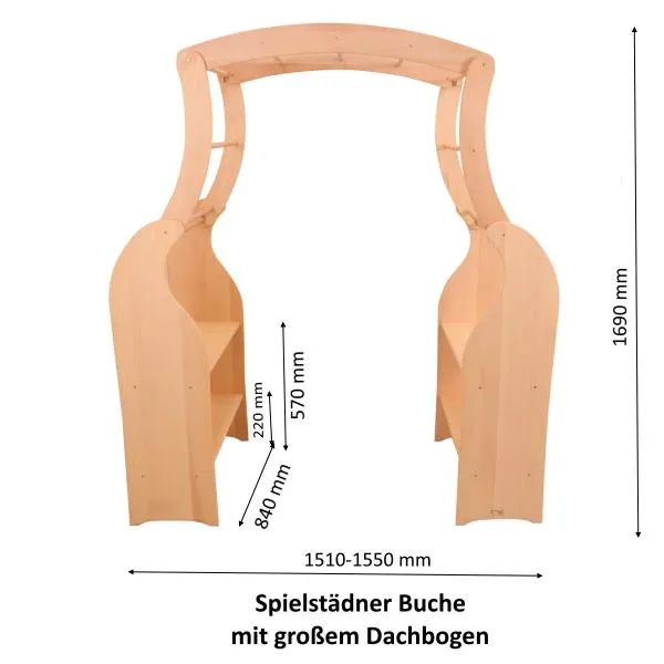 Kinder-Spielständer aus Buchenholz mit Verdeck.