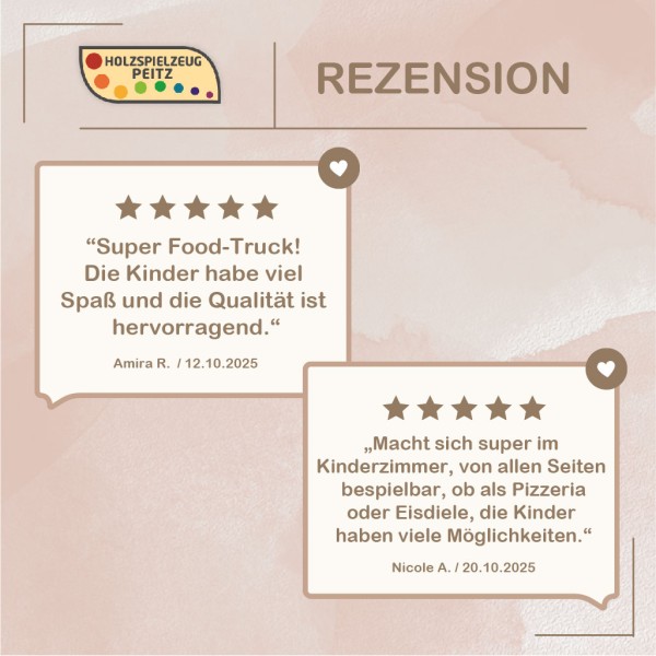 Rezension und Erfahrungen fuer den Kinder Foodtruck aus Holz.