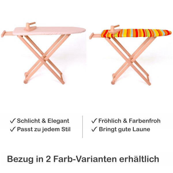 Kinder-Bügelbrettbezug - Bunt gestreift | Plättbrett-Bezug | Puppen-Zubehör