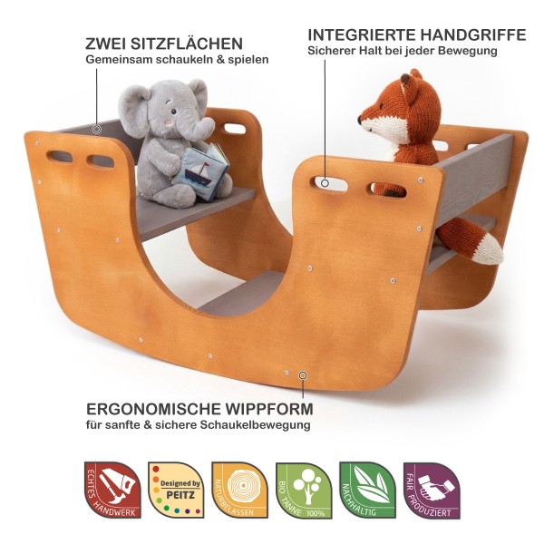 Ergonomische Holz Kinder Wippe mit sicheren Griffen und stabiler Bauweise