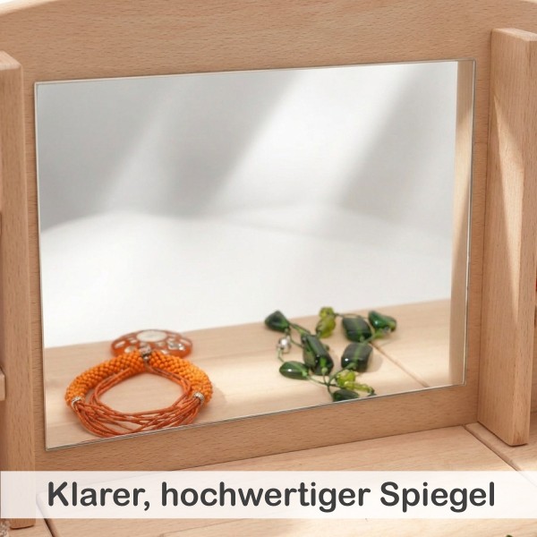 Hochwertiger Spiegel im Kinder Schminktisch im Detail