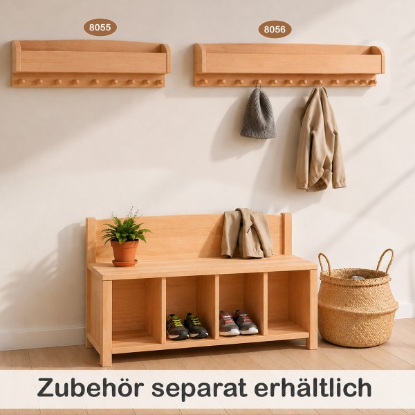 Kinder Sitzbank mit Garderobe und 4 Fächern – Zubehör separat erhältlich und kombinierbar.