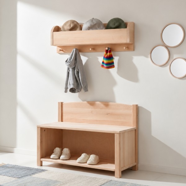 montessori kleiderschrank: Die Kindergarderobe im Shot, stilvoll in ein modernes, helles Kinderzimmer integriert (Design-Inspiration).