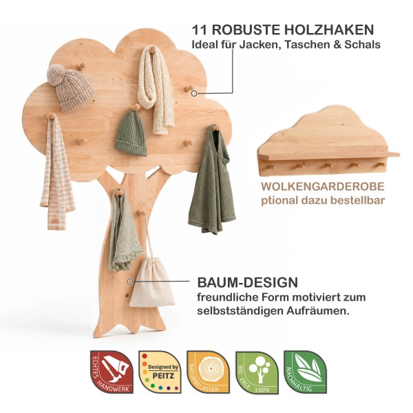 Baum Garderobe Kinder fördert Selbstständigkeit