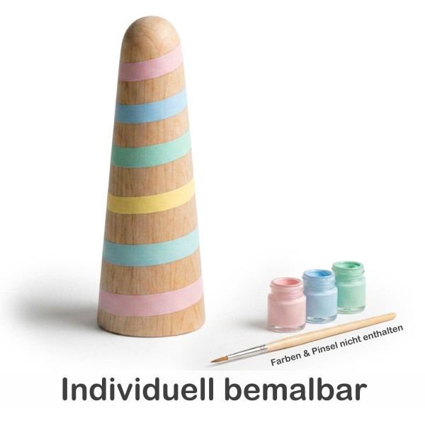 Bemalbares Einhorn-Horn für Holzpferd mit Pastellfarben und Pinsel – jedes Horn kreativ gestaltbar