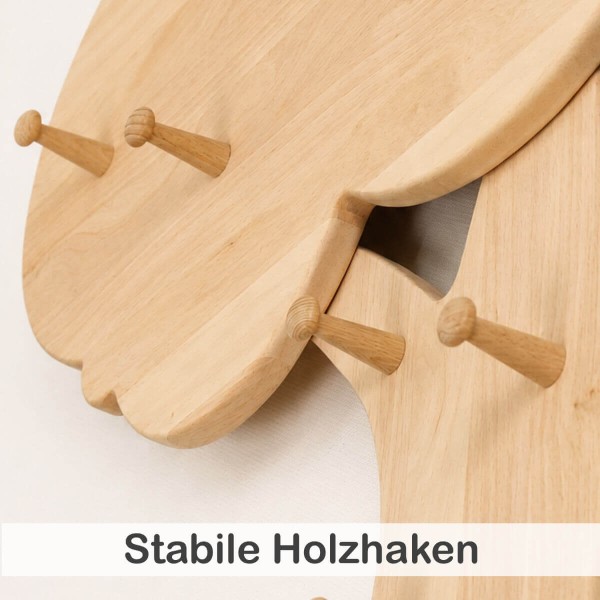 Baum Garderobe Holz Detail mit Haken für Jacken