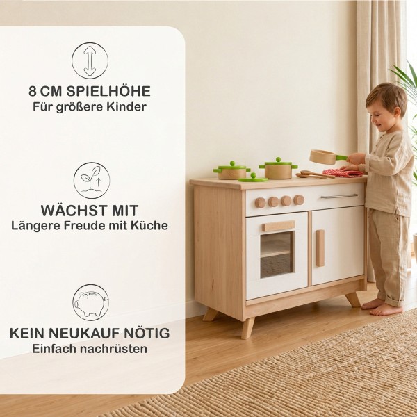 Kinderküche Füße mit 8 cm mehr Spielhöhe und Nachrüstvorteil