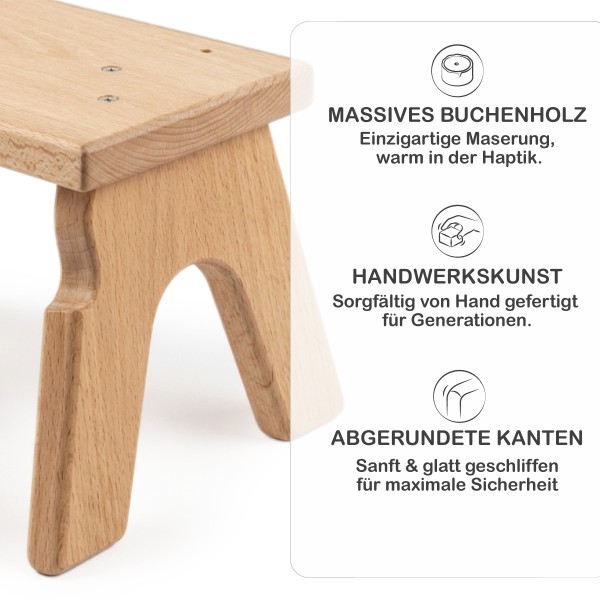 Detail der massiven Skandi Füße aus Buchenholz