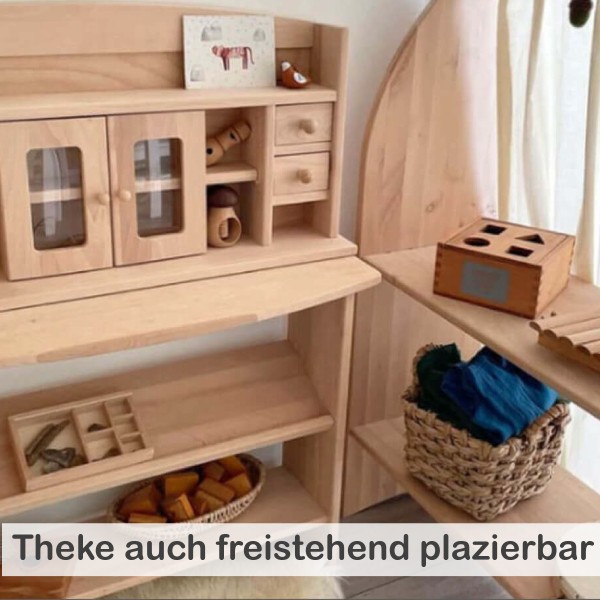 Marktstand Kaufladen Spielständer mit flexibel nutzbaren Holzmodulen – funktional und vielseitig im Kinderzimmer