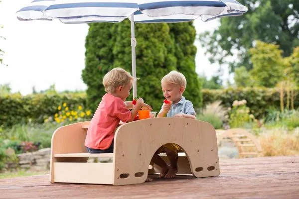 Outdoor-Garten-Sitzgarnitur | Kinder-Schiffschaukel | Holz-Wippe 8077