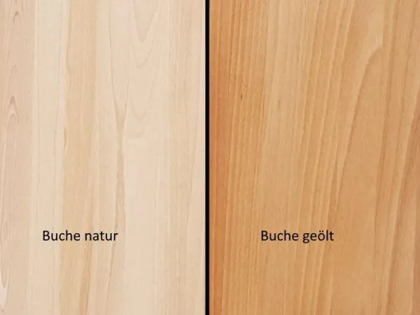 Holzmuster in Buche natur und Buche geölt.