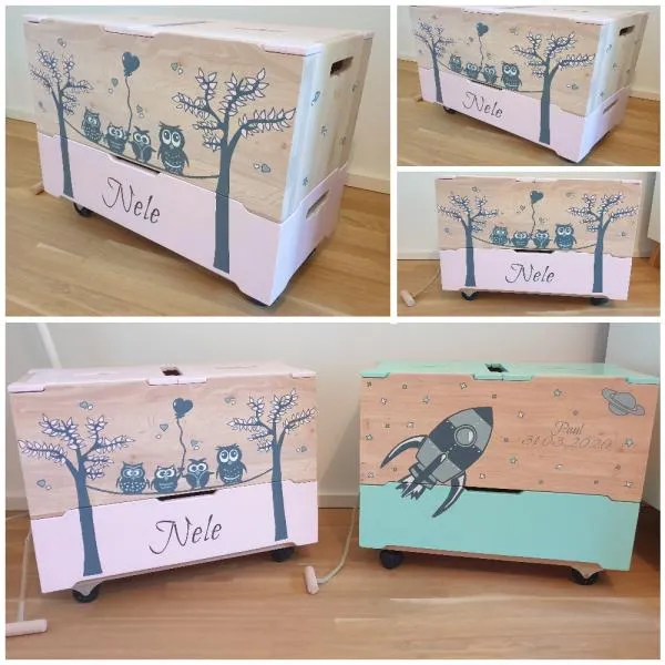 Aufbeahrungsbox aus Holz | Kleine Bio-Naturholz-Kiste "München" | Holzstapelkiste fürs Kinderzimmer
