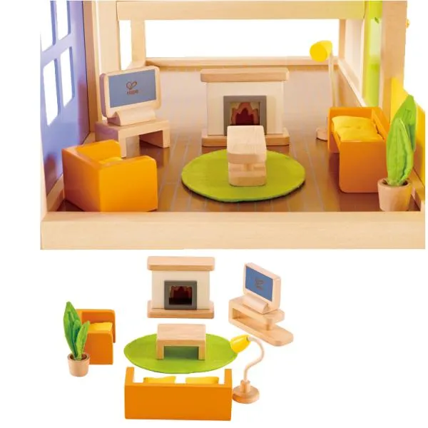 Puppenmöbel-Set Wohnen groß | Puppenhausmöbel | Wohnen-Schlafen-Küche-Bad