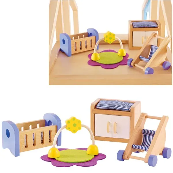 Puppenmöbel Set Kinderzimmer mit Haustiere | Puppenhausmöbel