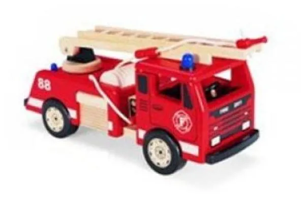 Feuerwehr Truck Modellauto Feuerwehrauto Feuerwehrwagen LKW Drehleiter Holz 