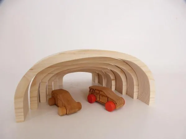 Großes Kinder-Holzbogen-Set | 9-teilig | Massiv | Bauklötze-Holzbrücke 6060