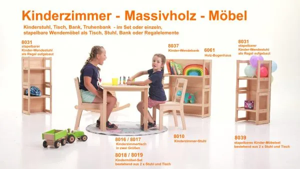 grosser Tisch-Kindermoebelset-Massivholz-Kindergarten