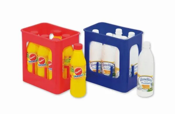 Kinderspielzeug Getränkekiste mit 6 Flaschen – Spielzeug für Kinder – als nützliches Spielküchenzubehör oder für den Kaufladen als Kaufladenzubehör