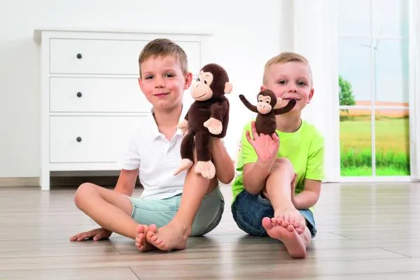 Handpuppe Affe mit Jungtier | Rollenspiel-Geschichten | Kleinkind-Spielzeug | BE 40440