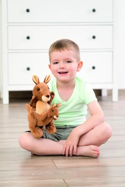 Handpuppe Känguru mit Jungtier | Rollenspiel-Geschichten | Kleinkind-Spielzeug | BE 40450