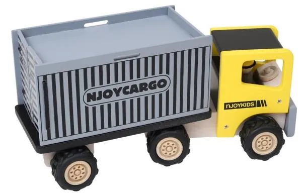 Kinder-LKW mit Container! Baustellenfahrzeug Holzspielzeug | 85720