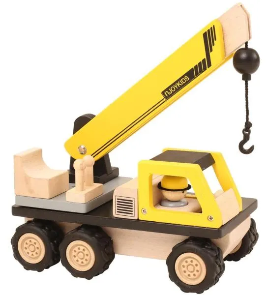 Kranwagen-Baustellen-Fahrzeug | Kinder-Holz-Fahrzeug 85713