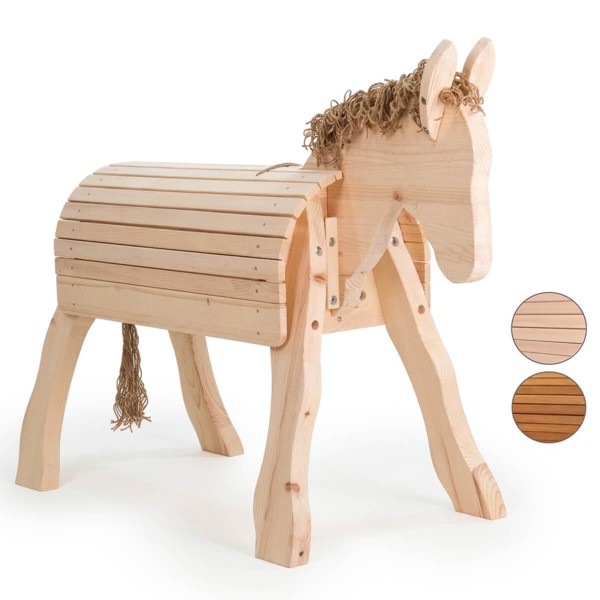 Esel aus Holz für Kinder im Garten