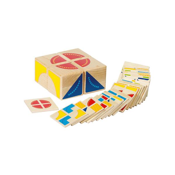 Legespiel Kubus aus Holz mit 4 Wuerfeln und 26 Vorlagen Legespiel Kubus aus Holz mit 4 Wuerfeln und 26 Vorlagen