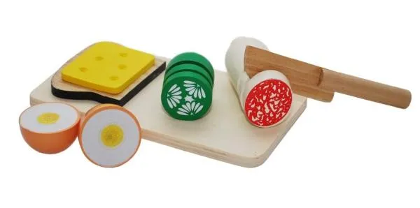 Vesperbrett Holzspielzeug Frühstückstablett Brotschneide Frühstücksbrettchen – als nützliches Spielküchenzubehör oder für den Kaufladen als Kaufladenzubehör