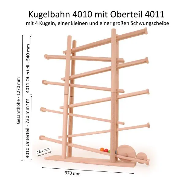 Kugelbahn-Murmelbahn-Holzspielzeug
