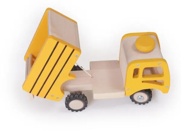 LKW-Kipper-Holz-Lastwagen-Baustellenfahrzeug-Kinder