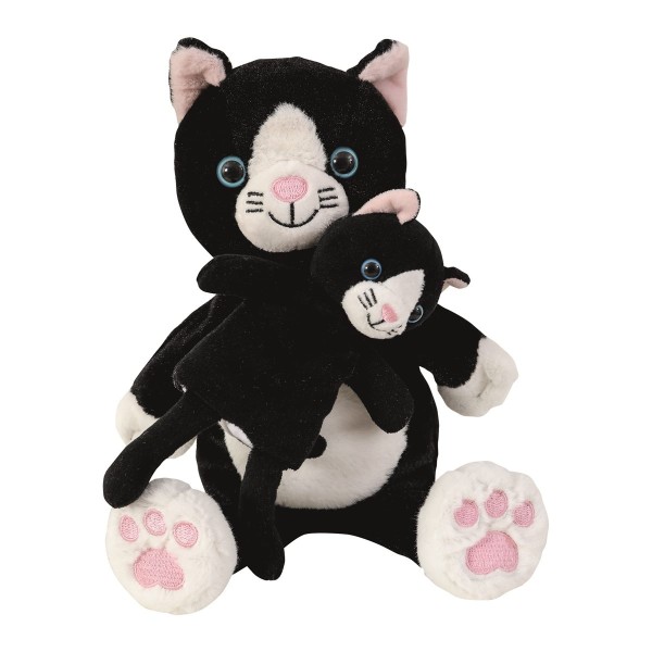 Katze Handpuppe Mutter Cara mit Fingerpuppe Baby Mimi