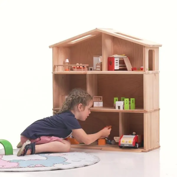 Puppenhaus 3-stöckig | Kinder-Holz-Puppenstube | Puppen-Spielzeug | 5032