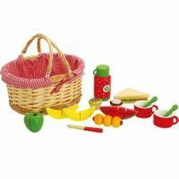 Picknickkoffer | Picknickkorb 19 teiliger Rollen-Spiel Kinder aus Holz