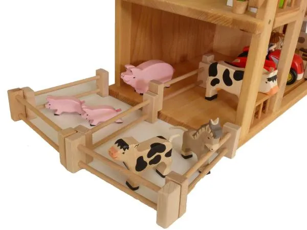 Holz-Puppenhaus | Massiv-Holz Villa für Puppen | Kinder-Puppenhaus | Puppen-Zubehör 5017