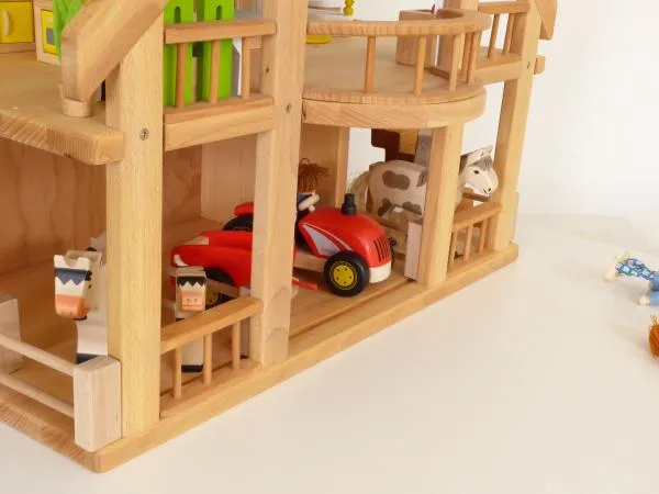 Holz-Puppenhaus | Massiv-Holz Villa für Puppen | Kinder-Puppenhaus | Puppen-Zubehör 5017