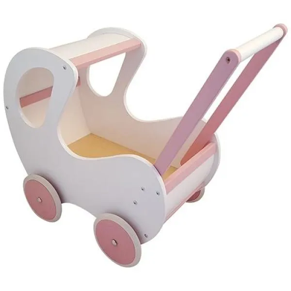 Wikibox Weiden Holz puppen Kinderwagen ECRU Farbe Kinderwagen Lauflernwagen 