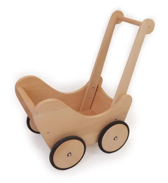 Kinderspielzeug Puppen-Wagen, Lauflern , Holzspielzeug Kinder- Puppenbuggy Kinder Holz Spielzeug