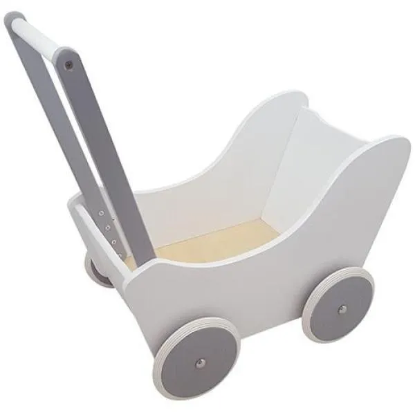 Puppenwagen aus Holz | Lauflernwagen weiss-silber | DW 38-6020-20 Puppenwagen aus Holz | Lauflernwagen weiss-silber | DW 38-6020-20