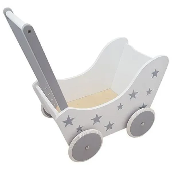 Holzpuppenwagen | Puppenwagen aus Holz | Lauflerwagen weiss weiß | Lauflernwagen mit siblerne Sterne Holzpuppenwagen | Puppenwagen aus Holz | Lauflerwagen weiss weiß | Lauflernwagen mit siblerne Sterne