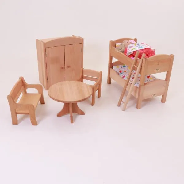 Puppenbett,Puppe,Etagebett,Holzspielzeug,Puppenbett aus Holz, Puppenschrank, Puppentisch, Puppenstuhl, hochwertige, nachhaltige Puppenmöbel