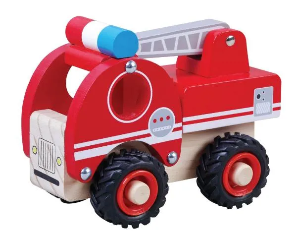 Kleines Spiel-Feuerwehrauto | Massivholz | Kinder-Feuerwehr mit Gummireifen RS 349-öko-bio-rot-Geburtstagsgeschenk Kleines Spiel-Feuerwehrauto | Massivholz | Kinder-Feuerwehr mit Gummireifen RS 349-öko-bio-rot-Geburtstagsgeschenk