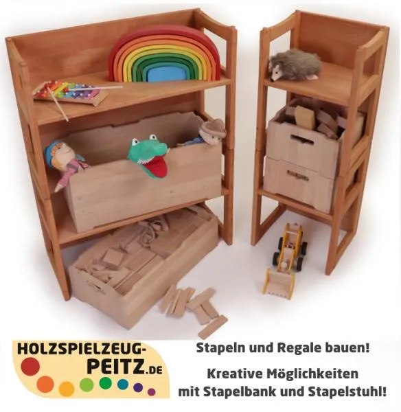 Kombination verschiedener Elemente - Kinderzimmer - Spielzeug - Regal - Ordnung -Kinder-Stapel-Bank | Wende- / Sitzmöbel | Kindergarten-Bank