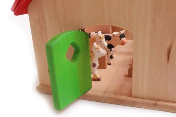 massives Holzspielzeug - detailreicher Stall - Bio - liebevoll gestalteter Bauernhof-Natur-Massivholz Holz Ranch Kids-Farm Kinderspielzeug biologisch nachhaltig