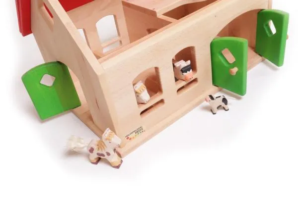 detailreicher Stall - Bio - liebevoll gestalteter Bauernhof-Natur-Massivholz Holz Ranch Kids-Farm Kinderspielzeug Holzspielzeug