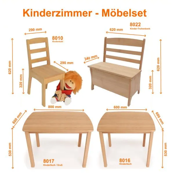 grosser Tisch-Kindermoebelset-Massivholz-Abmessung
